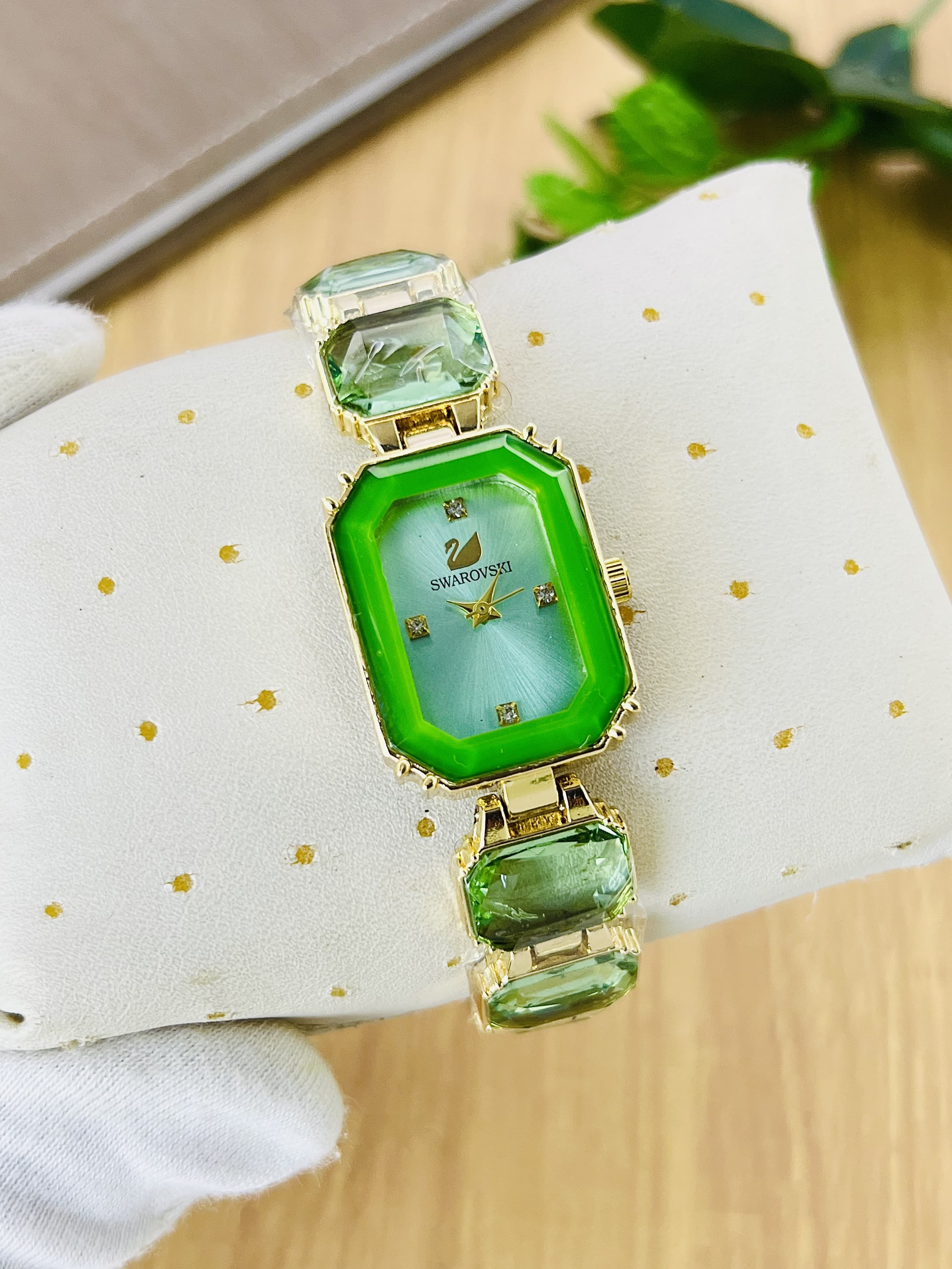 Fashion Braclet Stone Watch Beautiful Rectangle Design Steel Metal girls Watch