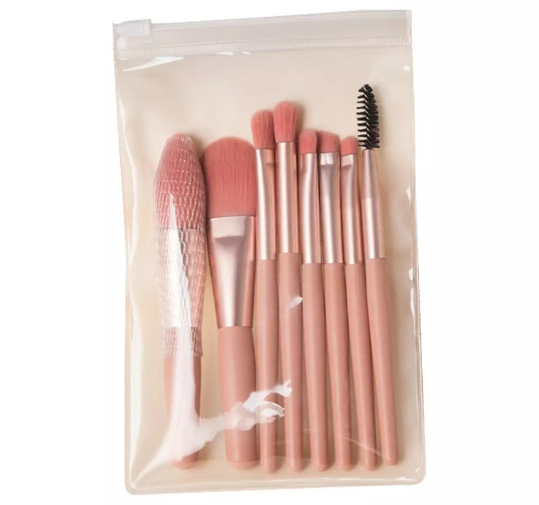8pcs Travel Mini Makeup Brush Set Concealer Brush Blush Loose Powder Brush Eye Shadow Highlighter Foundation Brush Beauty Tool