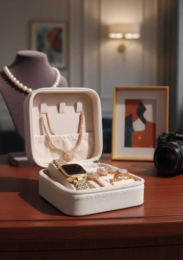 5-in 1 elegant jewelry gift set, containing a digital watch, necklace, earrings, bracelet, and rings, best gift for girls