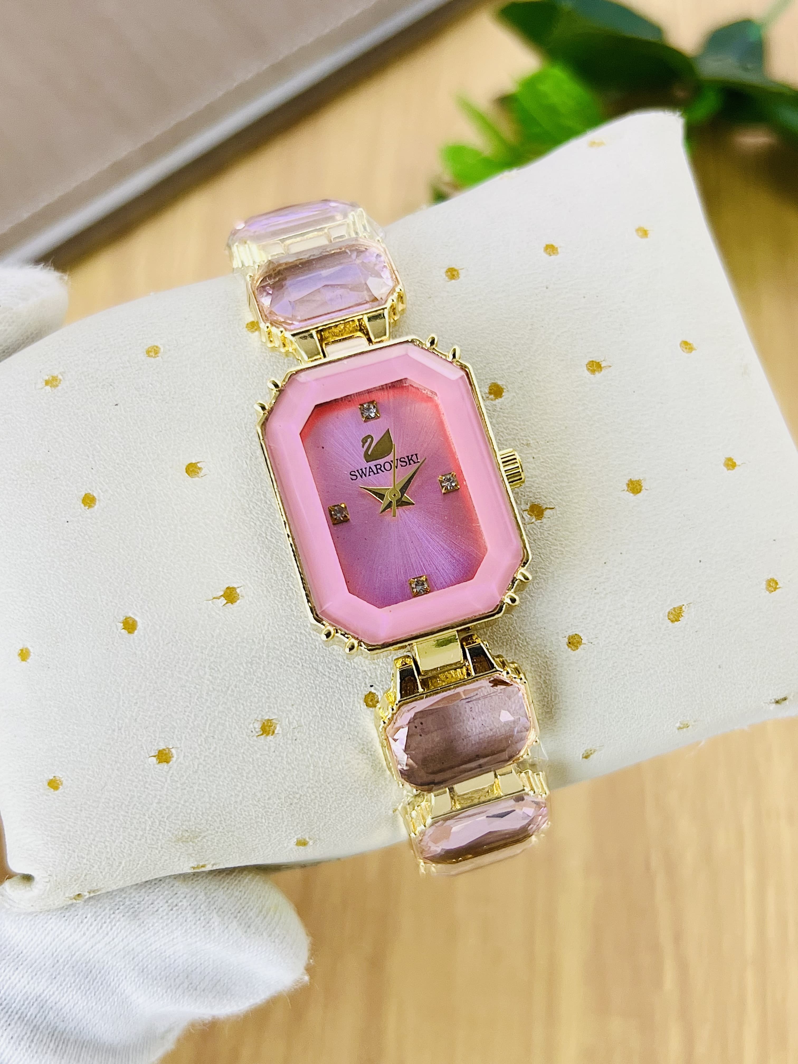 Fashion Braclet Stone Watch Beautiful Rectangle Design Steel Metal girls Watch