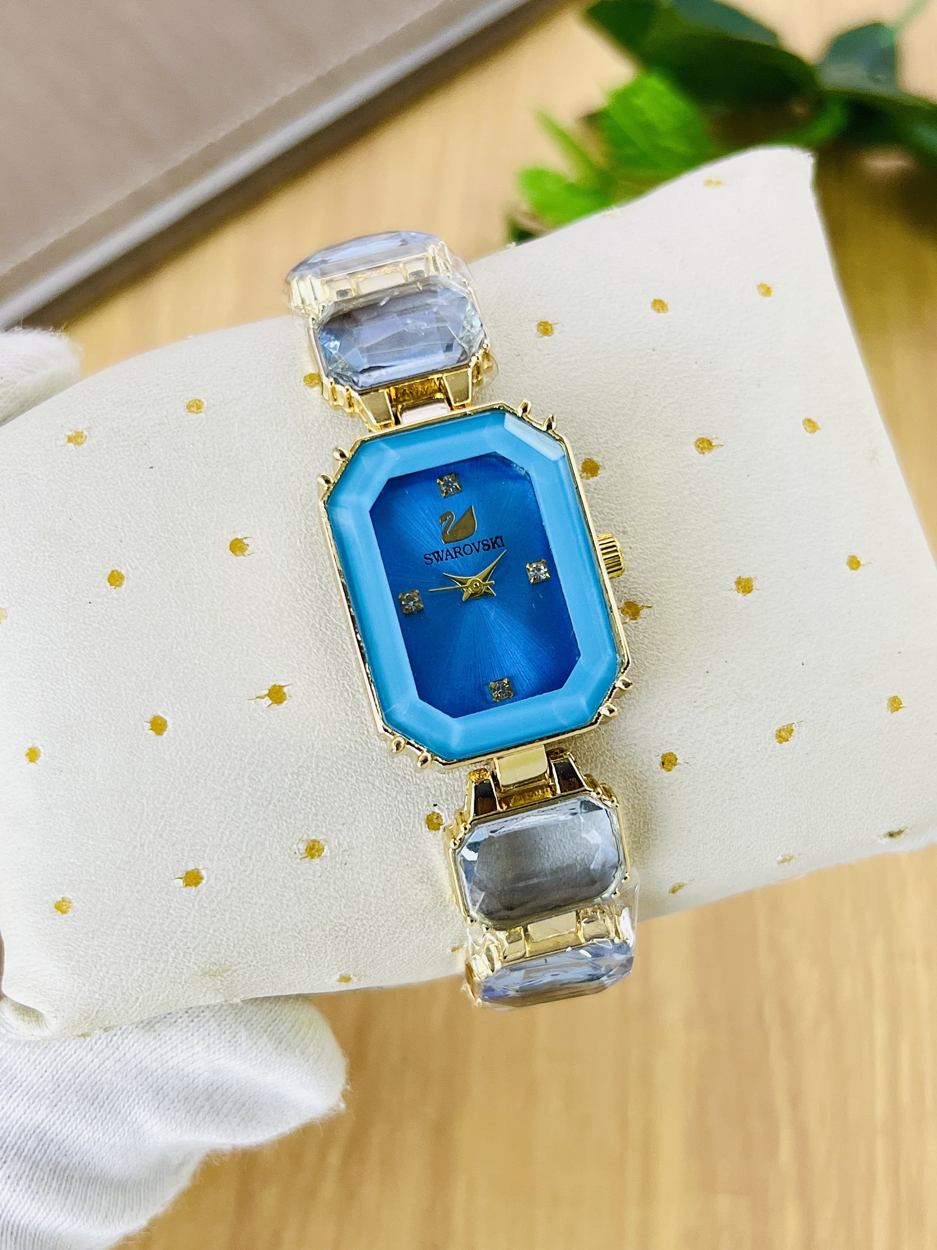 Fashion Braclet Stone Watch Beautiful Rectangle Design Steel Metal girls Watch