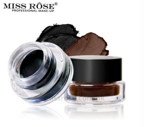 MISS ROSE GEL EYELINER 2 COLOR SET BLACK AND BROWN LONG LASTING WATERPROOF