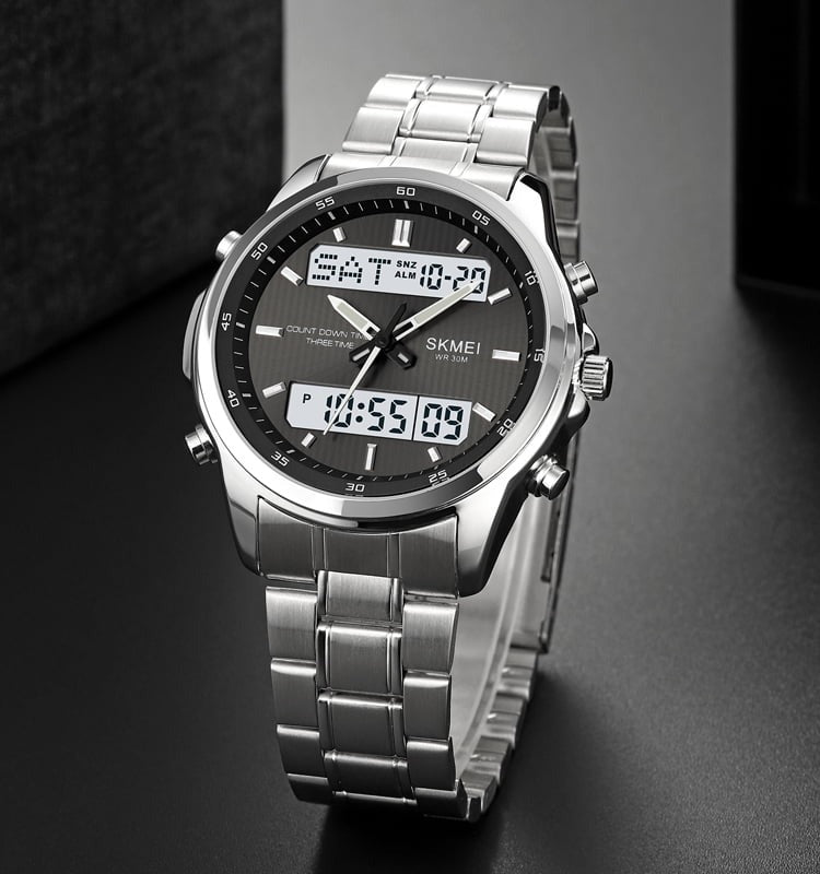 Skmei Analog Digital Multifunction Steel watch For Men