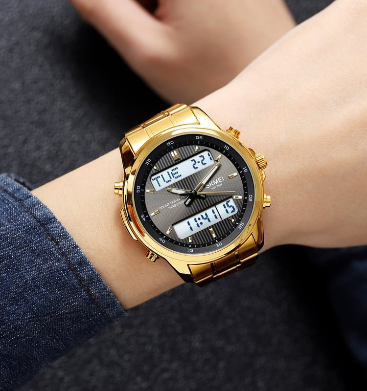 Skmei Analog Digital Multifunction Steel watch For Men