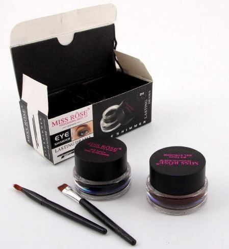 MISS ROSE GEL EYELINER 2 COLOR SET BLACK AND BROWN LONG LASTING WATERPROOF